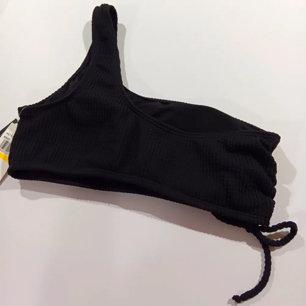Salt + Cove Juniors' (Size M) Black 1-Shoulder Swim Top with Tie (NWT) - Picture 2 of 10